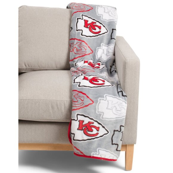 PEGASUS SPORTS Kansas City Chiefs Nfl Logo Ultra Cozy Oversized Throw Blanket - Picture 1 of 2